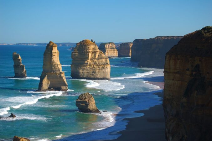 The Twelve Apostles on the Shore of an Ocean in Australia 